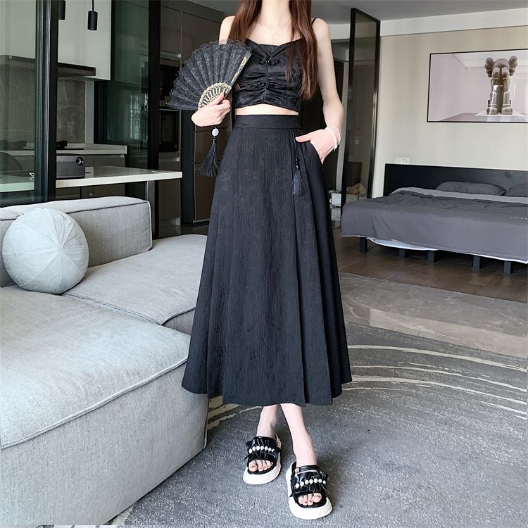 New Chinese-style jacquard skirt 2024, improved horse face skirt, high-waisted, slimming and elegant, pleated A-line skirt, Chinese trend pic 1