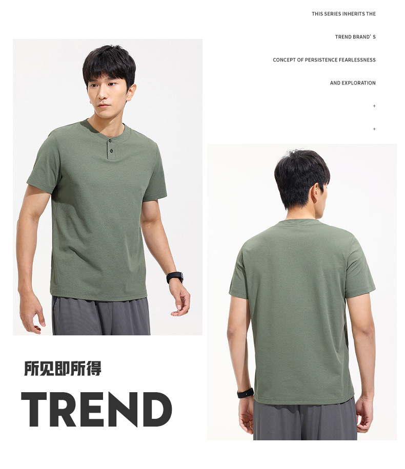 A new short-sleeved T-shirt for men in summer, featuring a trendy American style with a button-down collar and a cool, breathable feel. It is a sporty and casual top for young people pic 20