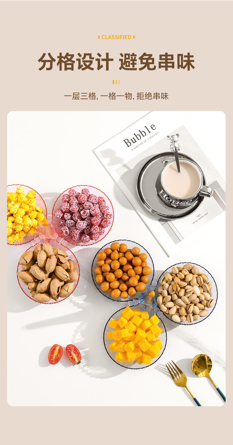 Fruit plate box, melon and fruit plate, popular light luxury home living room coffee table, dried fruits, snacks, melon seeds, candies, gift display, plastic box pic 10