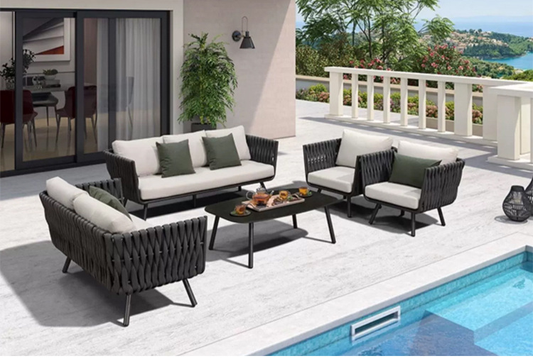 游仁北欧沙发庭院花园绳编民宿阳台藤椅室外露天藤编家具手工编织详情24