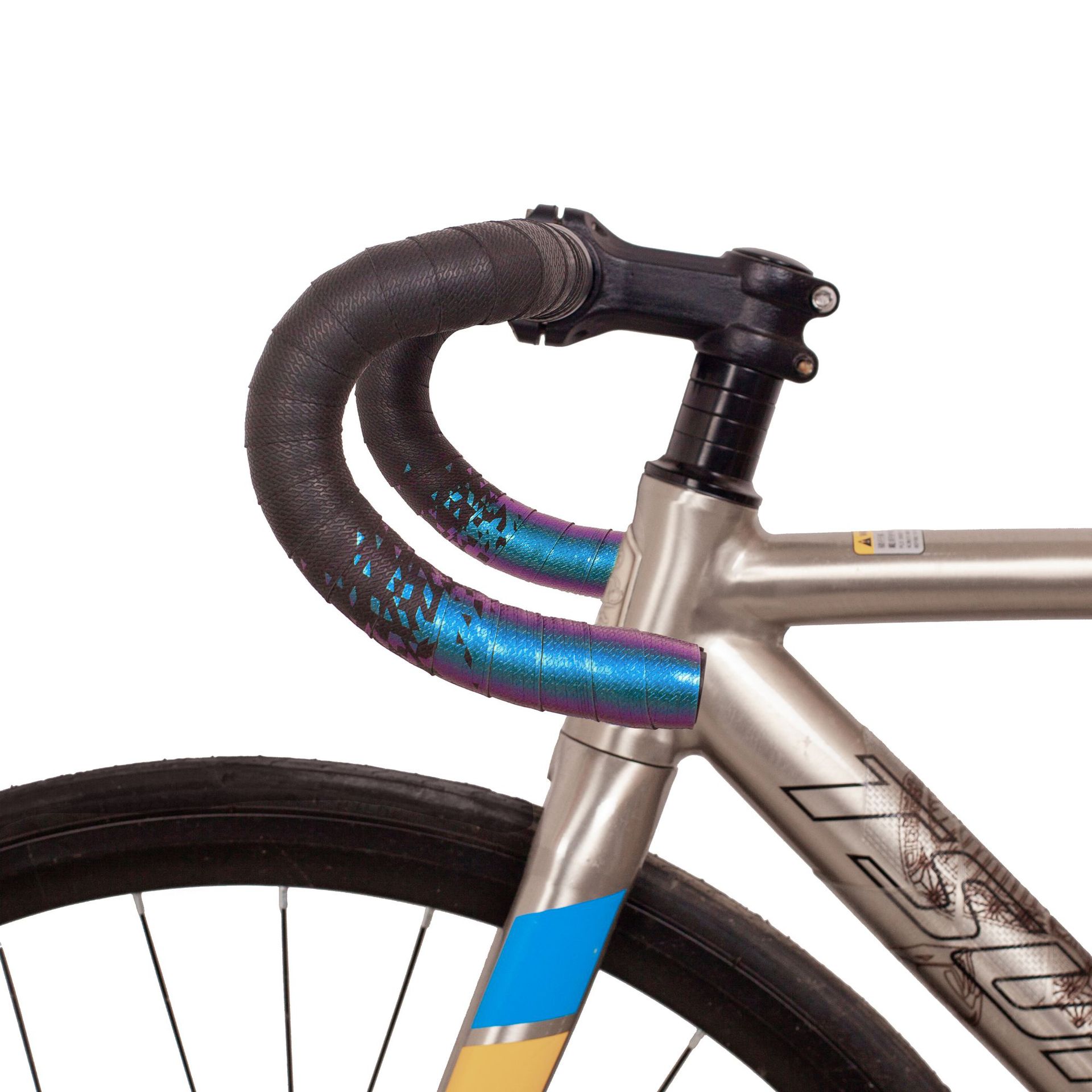 Cross-border gradient color road handlebars with anti-slip and shock-absorbing fixed flying two-color bicycle curved handlebars and leather breathable handlebars pic 25