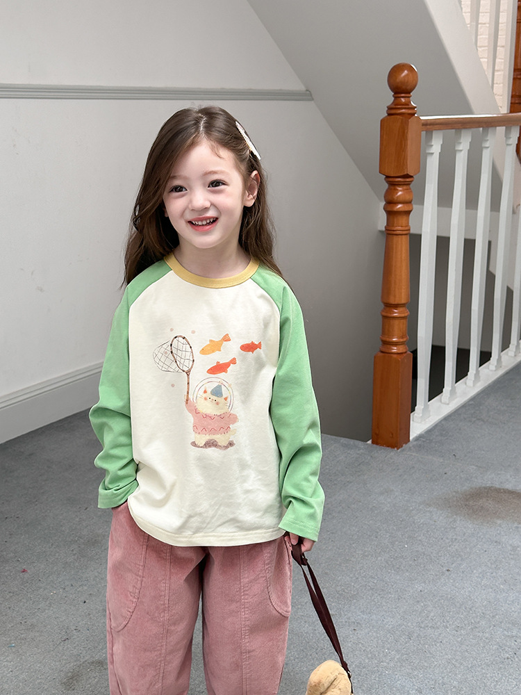 2024秋季新款儿童秋装长袖T恤上衣女童宝宝230克卡通插肩打底衫潮详情55
