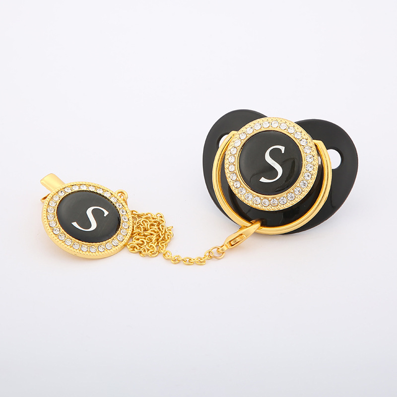 Cross-border baby and maternal products, letter pacifiers, diamond-encrusted pacifiers with chains, pacifier chains, baby products factory wholesale pic 7