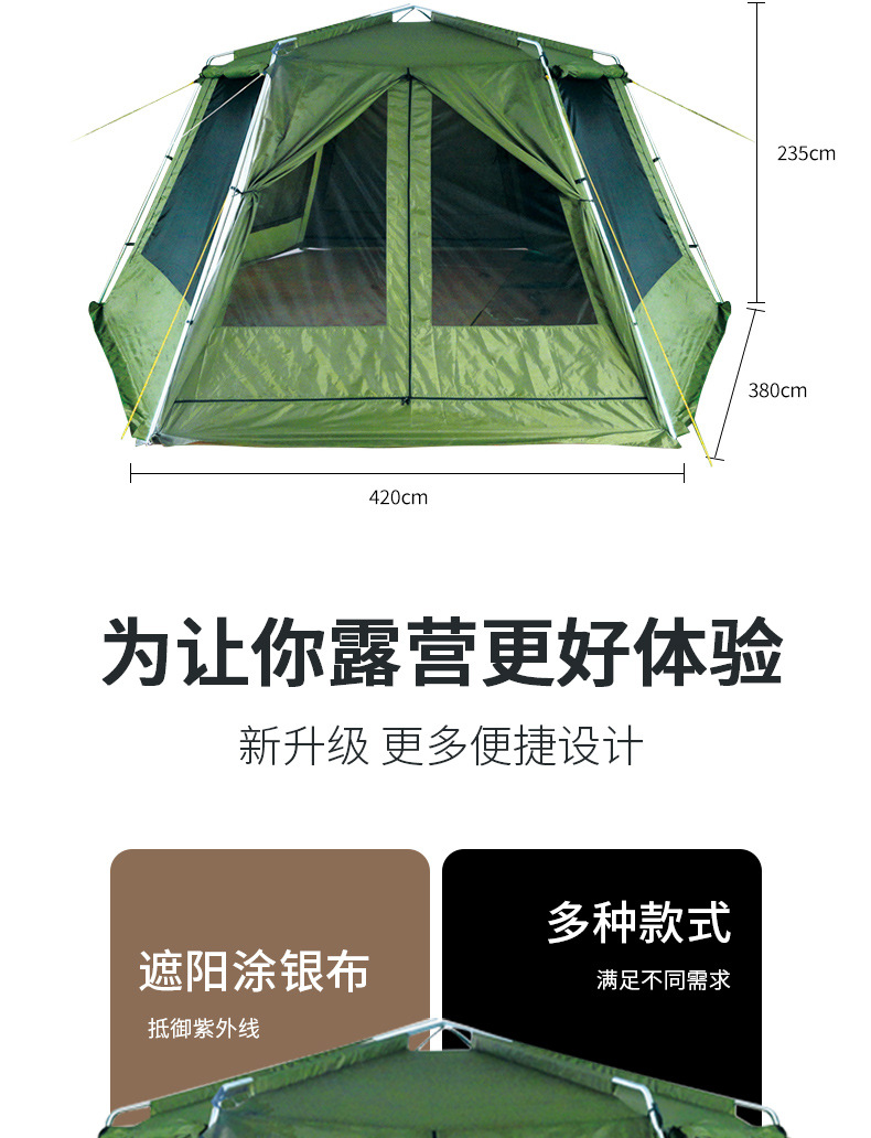 全自动速开六角帐篷防雨防晒大空间遮阳凉蓬户外野营加厚露营装备详情4