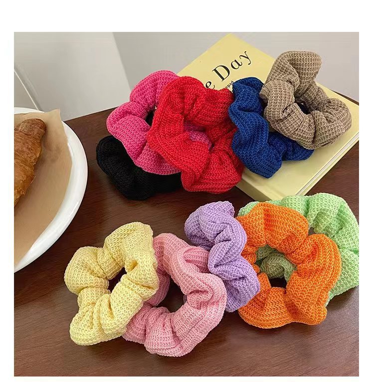 Colorful woolen knitted hair band and headband for women, simple and elegant, high-elasticity and durable leather band hair accessory pic 6