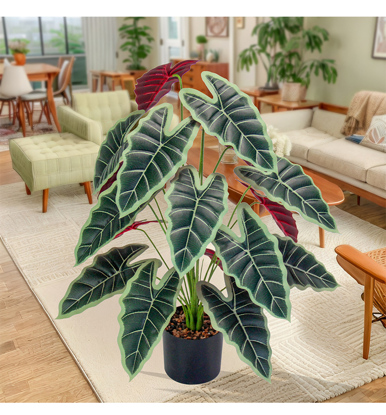 Artificial green plant 18-leaf lucky lily, plastic plant for living room, dining room, table, flowerpot decoration, outdoor garden landscaping pic 4