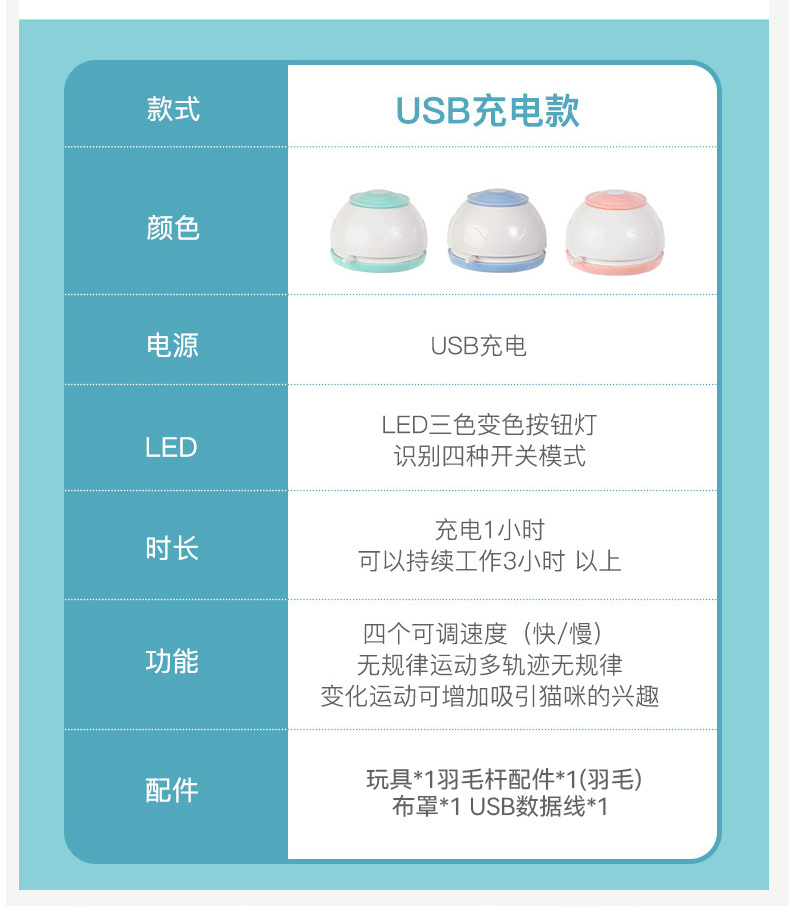 电动猫咪玩具智能逗猫解闷羽毛小猫玩具自动旋转USB猫转盘亚马逊详情11