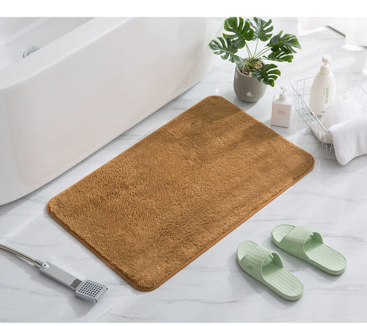 跨境仿羊绒卫生间脚垫纯色吸水防滑方形毛绒浴室地垫简约地毯详情13