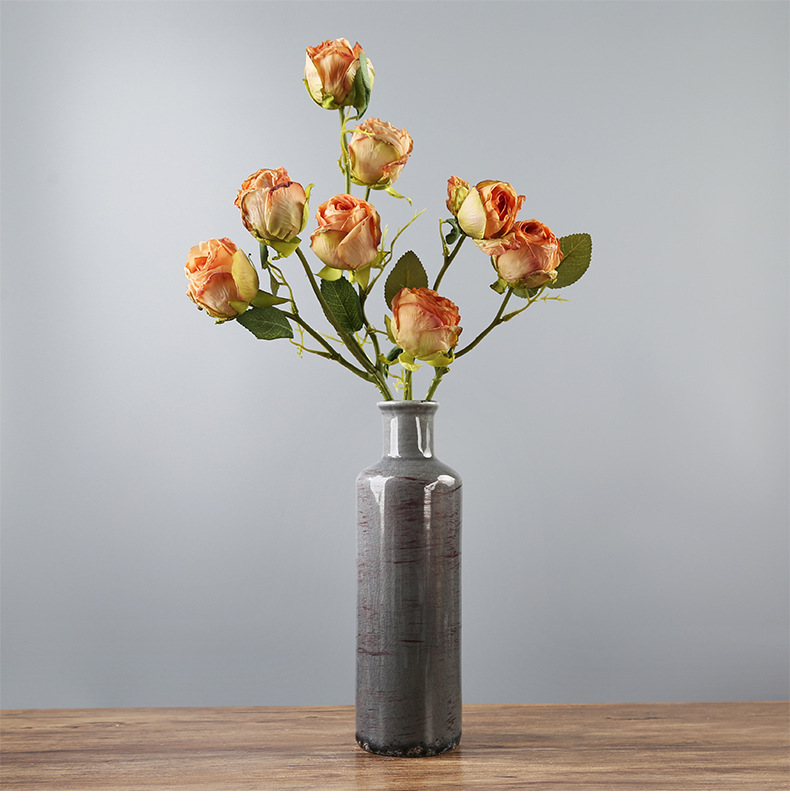 2025 Cross-border Rural Ice-Crack Ceramic Vase in Gray, Blue and Green 3-piece Set Bohemian Retro Home Decoration Farmhouse Vase pic 11