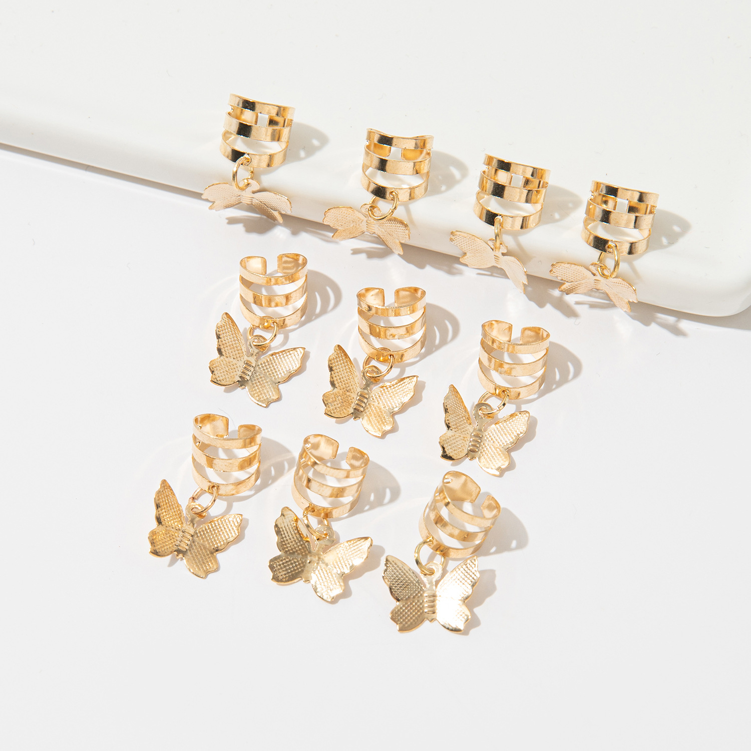 A 10-piece DIY hair accessory buckle set featuring cross-border dreadlocks, open hair bands, hollowed-out five-pointed stars, butterflies and hearts pic 15