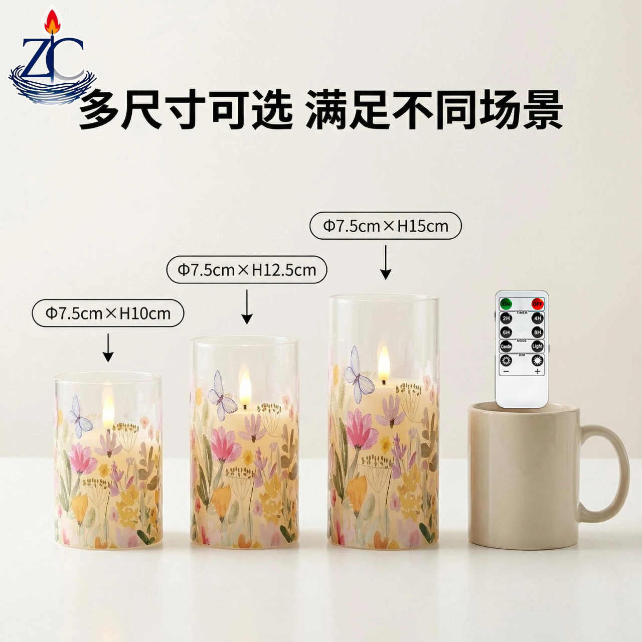 Uv-printed new handcrafted flower replaceable pattern luminous decorative candle 7.5 electronic candle factory direct sales pic 3