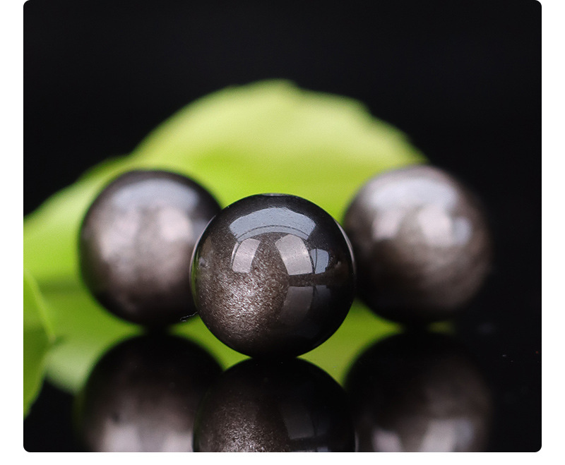 Natural silver obsidian, gold obsidian, loose beads, single Buddhist prayer beads bracelet, multi-treasure bracelet, handcrafted beads, DIY materials pic 4