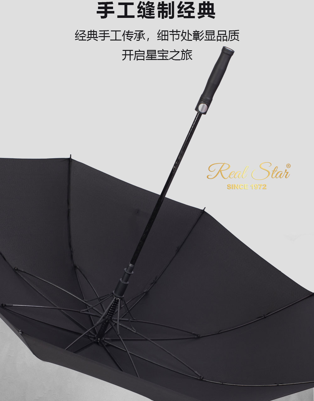 PG布商务直杆伞高尔夫素色雨伞27寸8骨自动伞可印刷广告的雨伞详情14