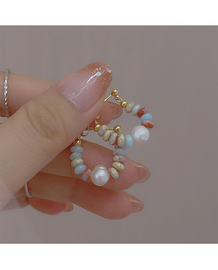 银针异形淡水珍珠寿山石耳环女爆款耳圈耳饰蛇皮花纹简约时尚耳饰详情7