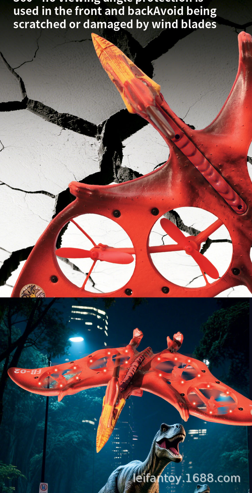 Cross-border foreign trade remote control aircraft, wing Loong fighter jet, dinosaur simulation, cool lights, quadcopter toy pic 6