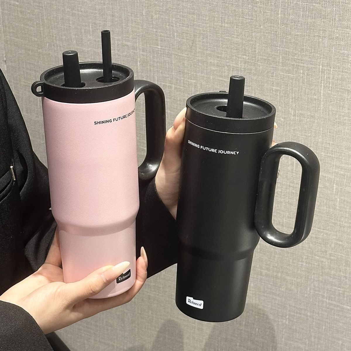 跨境巨无霸吸管杯女生大容量咖啡杯高颜值冰霸杯便携中学生保温杯详情10