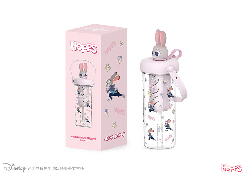 New Xiaoman doll fruit tea plastic cup, cute straw cup for primary school students, Le Si Double Drink, summer plastic water cup for school pic 4
