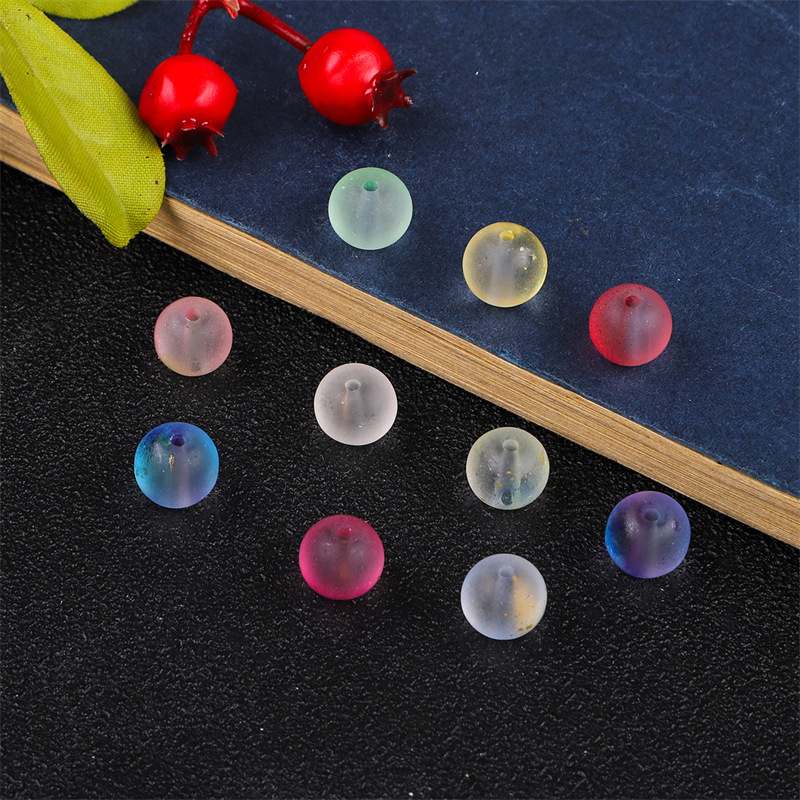 50颗双拼金粉透明磨砂玻璃散珠 手工DIY项链手链耳饰配件 工艺品厂家直销精品详情37