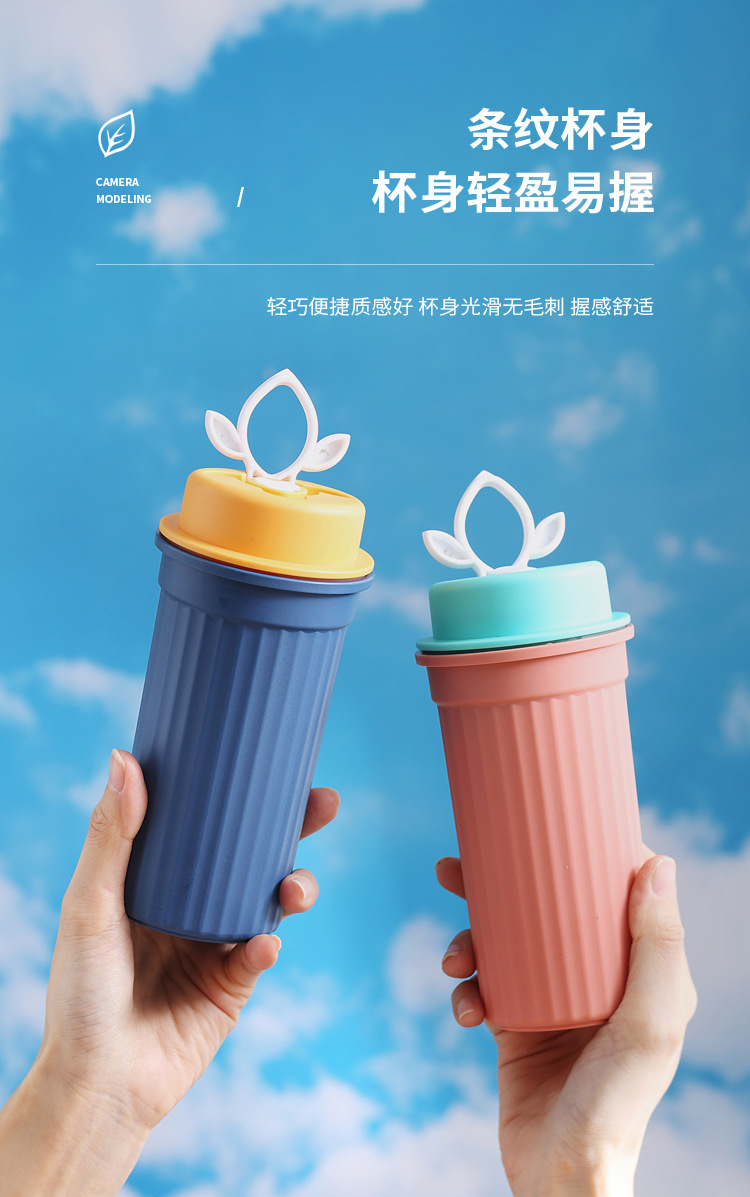 网红简约便携塑料杯密封水杯户外随行奶茶咖啡杯带盖手提杯子礼品详情6