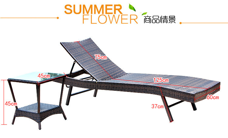 星辰户外泳池躺床躺椅花园庭院露天阳台午休睡椅室外折叠藤编沙滩椅详情6