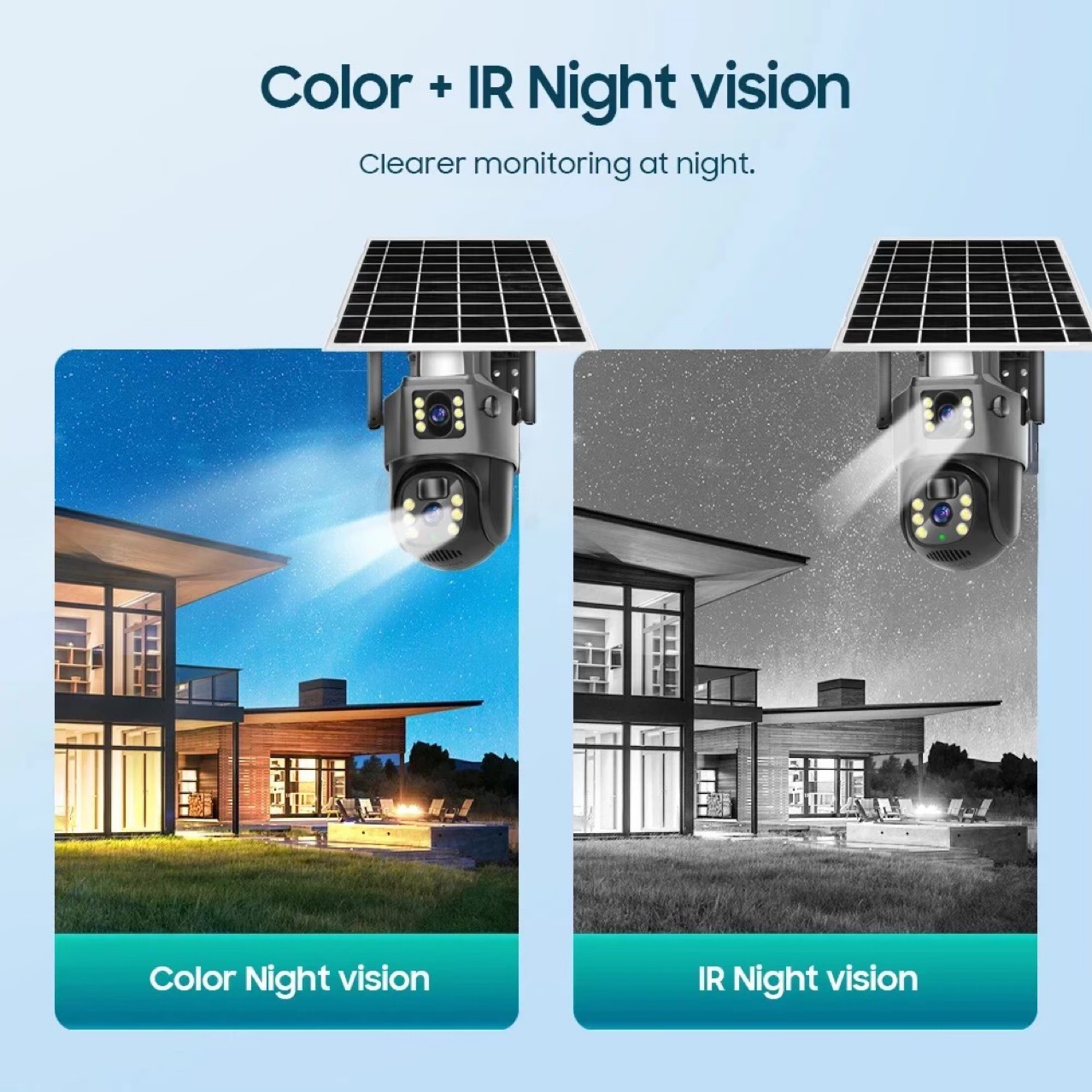 The V380 is equipped with a 6-megapixel solar-powered dual-eye low-power 4G camera for 365-day standby monitoring through WIFI gun and ball linkage pic 3