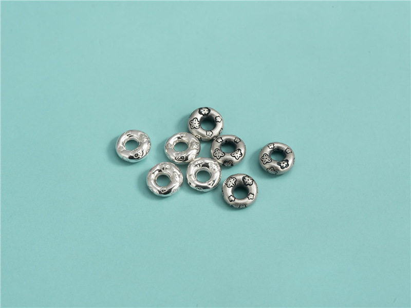 S925 sterling silver small flower spacer, spacer, scattered beads, circular DIY hand-woven rope pearl bracelet, closed loop accessory pic 2