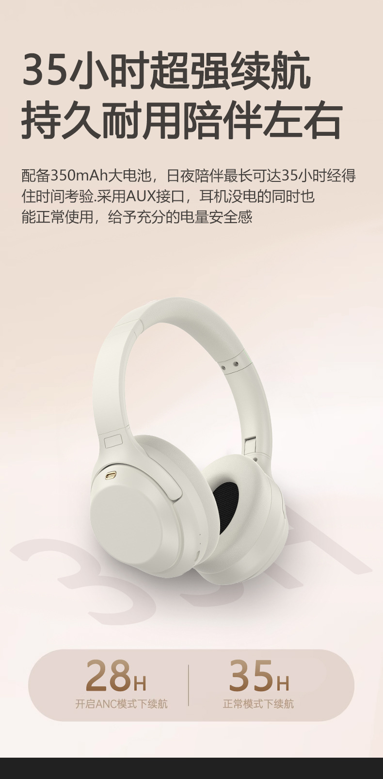 跨境爆款M4ANC主动降噪无线头戴式蓝牙耳机全包耳运动通话耳机5.4详情12
