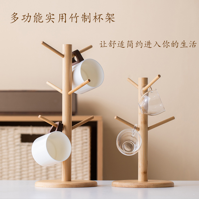 Wooden tree-shaped jewelry rack with wooden jewelry box, round card tag, watch and bracelet, new accessory storage pic 1