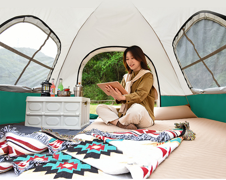 户外野营折叠全自动帐篷三四人沙滩简易速开双人防雨露雨伞多功能便携帐篷详情10