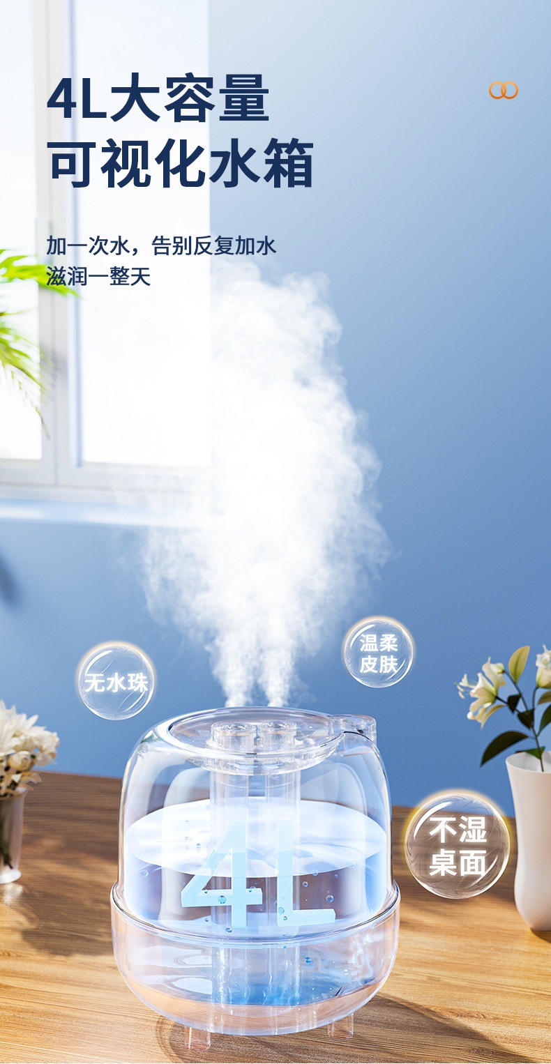 跨境空气加湿器 桌面加湿器大容量空气增湿机家用大雾量加濕器详情2