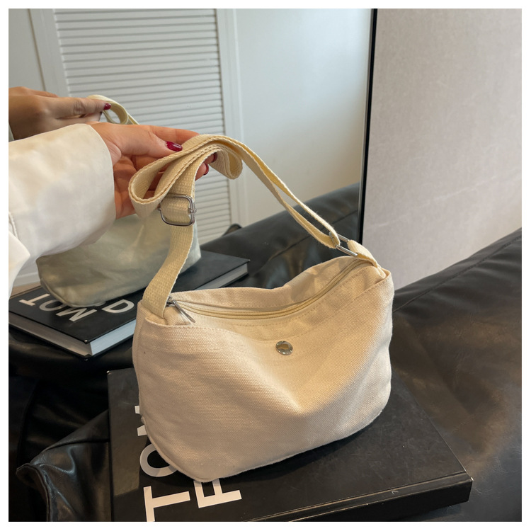 跨境日系帆布小挎包手机包2024新款简约纯色休闲单肩斜挎包小布包详情25