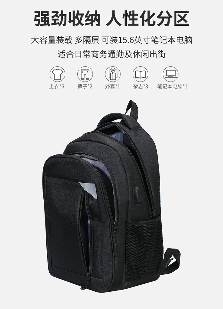 Wholesale 2023 New business double backpack, wear-resistant, water-repellent, large-capacity travel computer bag, casual, fashionable and simple pic 9