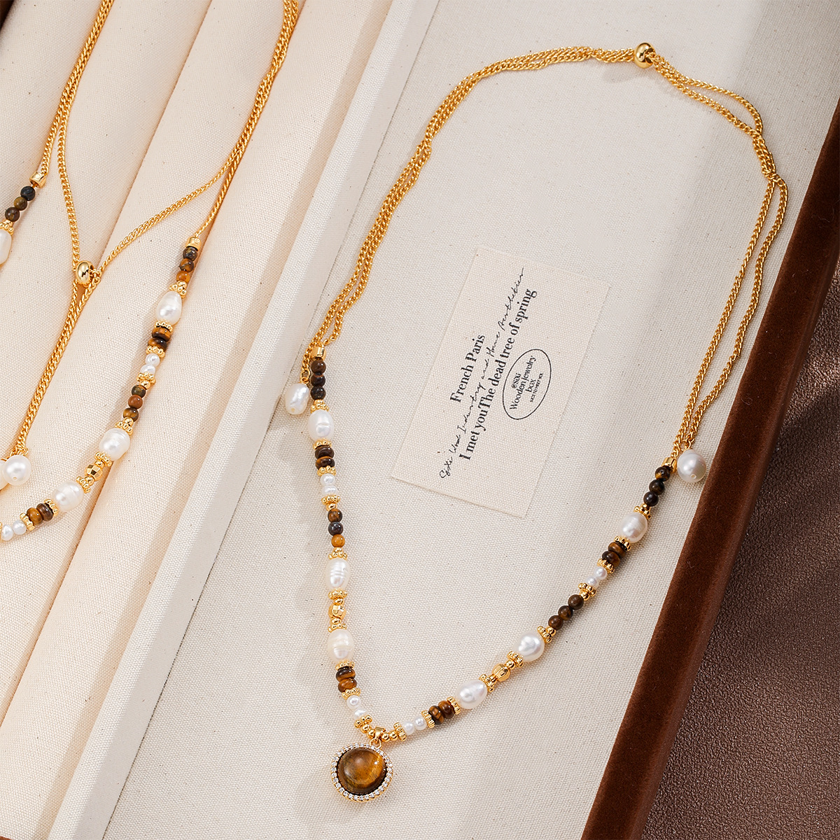 NALA娜啦美拉德虎眼石淡水珍珠项链女不掉色小众百搭项链配饰女详情21