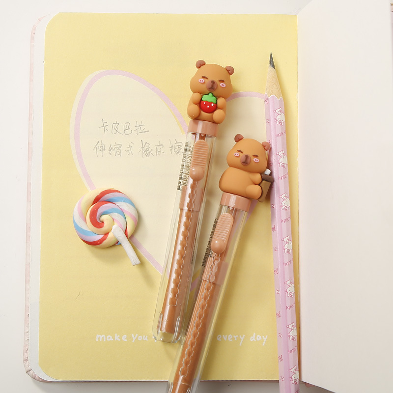 厂家直销批发卡皮巴拉学生按动伸缩橡皮擦电商外贸专供学习用品详情6
