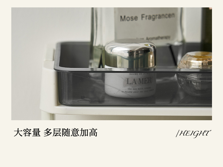 Light luxury cosmetics storage rack, large-capacity bathroom dressing table storage rack, multi-layer handle plastic transparent storage box pic 5