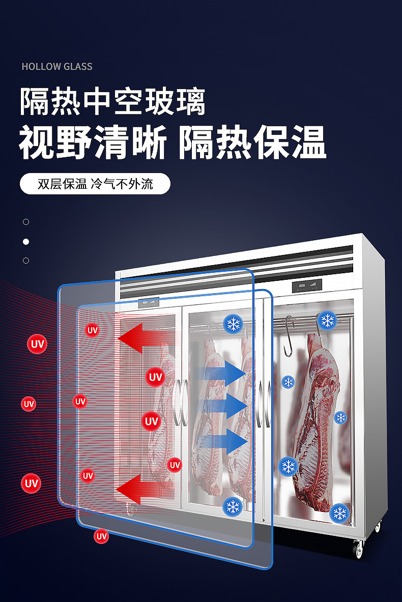 Wholesale of vertical meat hanging cabinets, stainless steel freezers, commercial freezing cabinets, single and double three-door refrigeration and preservation cabinets for beef and mutton pic 12