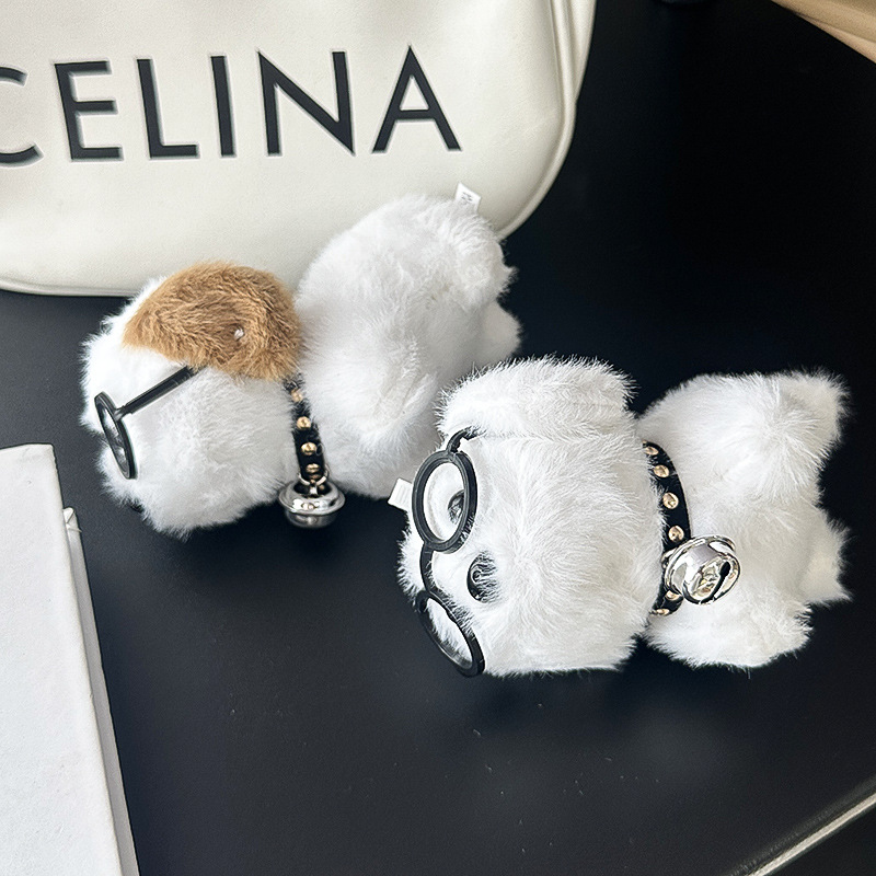 Wholesale of cute glasses dog plush pendants, glasses dog plush toy pendants, keychains, figurines, bags and pendants pic 7