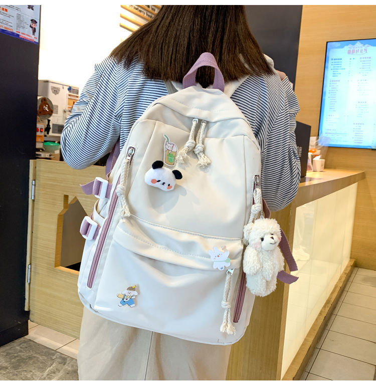 2024新款书包女学生韩版高中初中生双肩包可爱大容量ins简约背包详情11