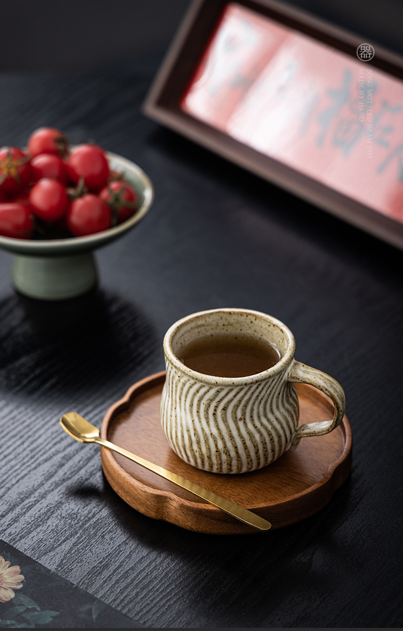 侘寂粗陶复古咖啡杯水杯手捏陶瓷高颜值陶瓷杯茶咖杯下午茶马克杯详情8