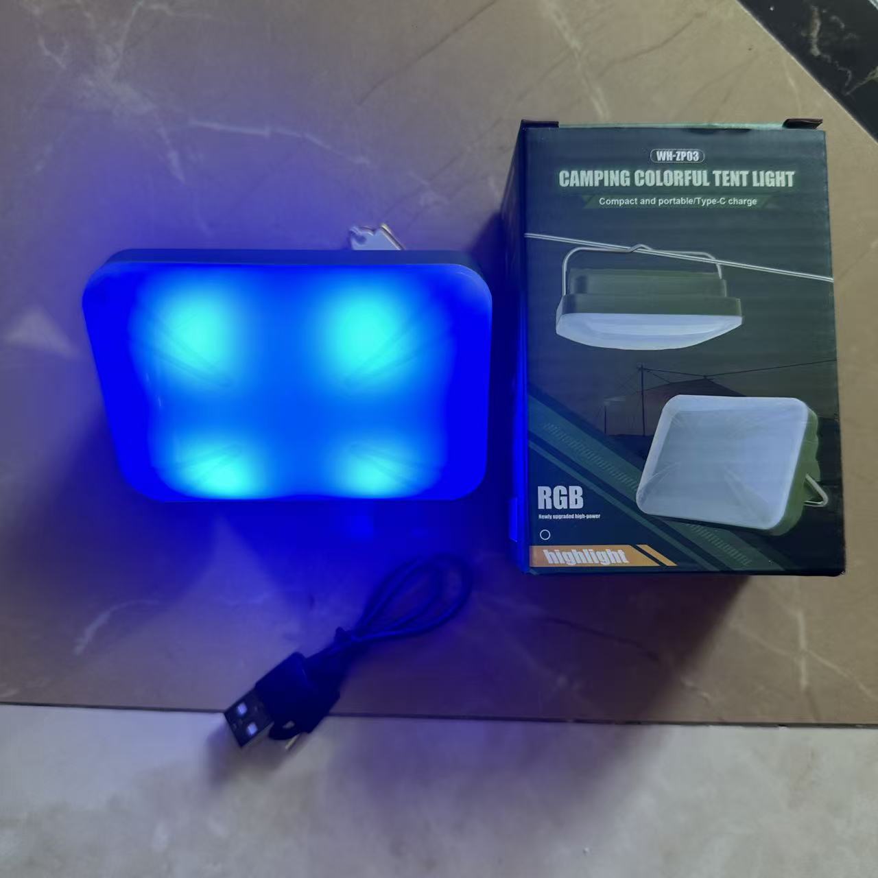 New RGB seven-color camping lamp, telescopic three-leaf lamp, camping lamp, fire safety indicator light, telescopic bracket pic 6