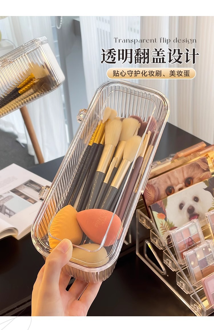Powder puff storage box, dressing table desktop, cosmetics, brush, lipstick, dust-proof box, cushion, beauty egg storage pic 7