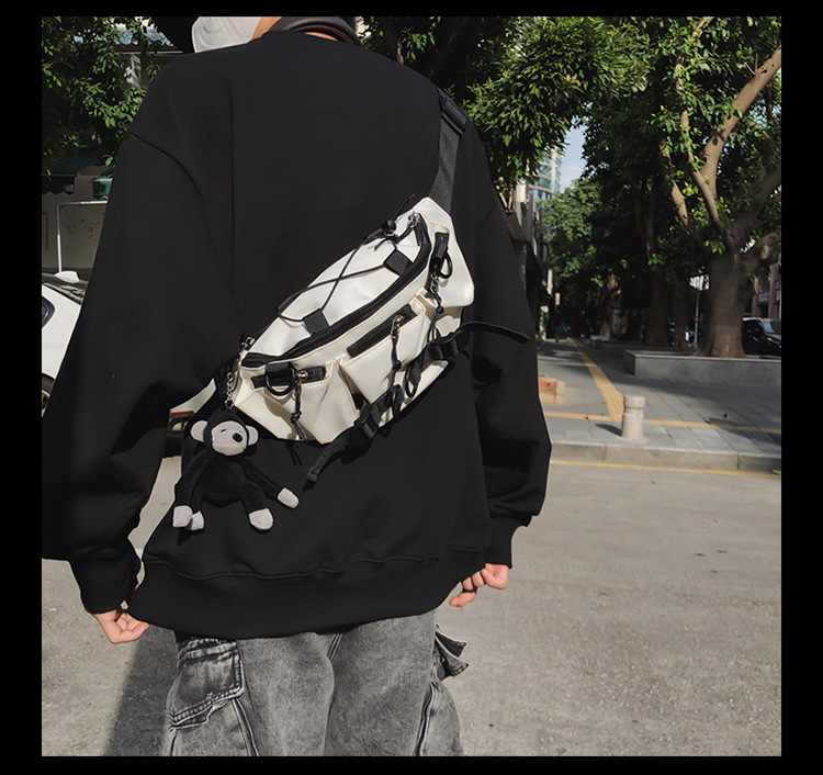 斜挎包潮牌男士百搭休闲胸包工装简约ins腰包日系情侣单肩斜挎包详情15