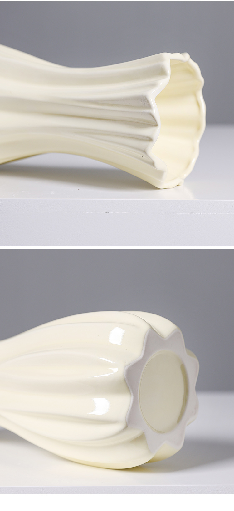 2026 French ins Cream Style Ceramic Vase, high-end and light luxury hotel living room table, artificial flower fresh flower arrangement decorative vase pic 8