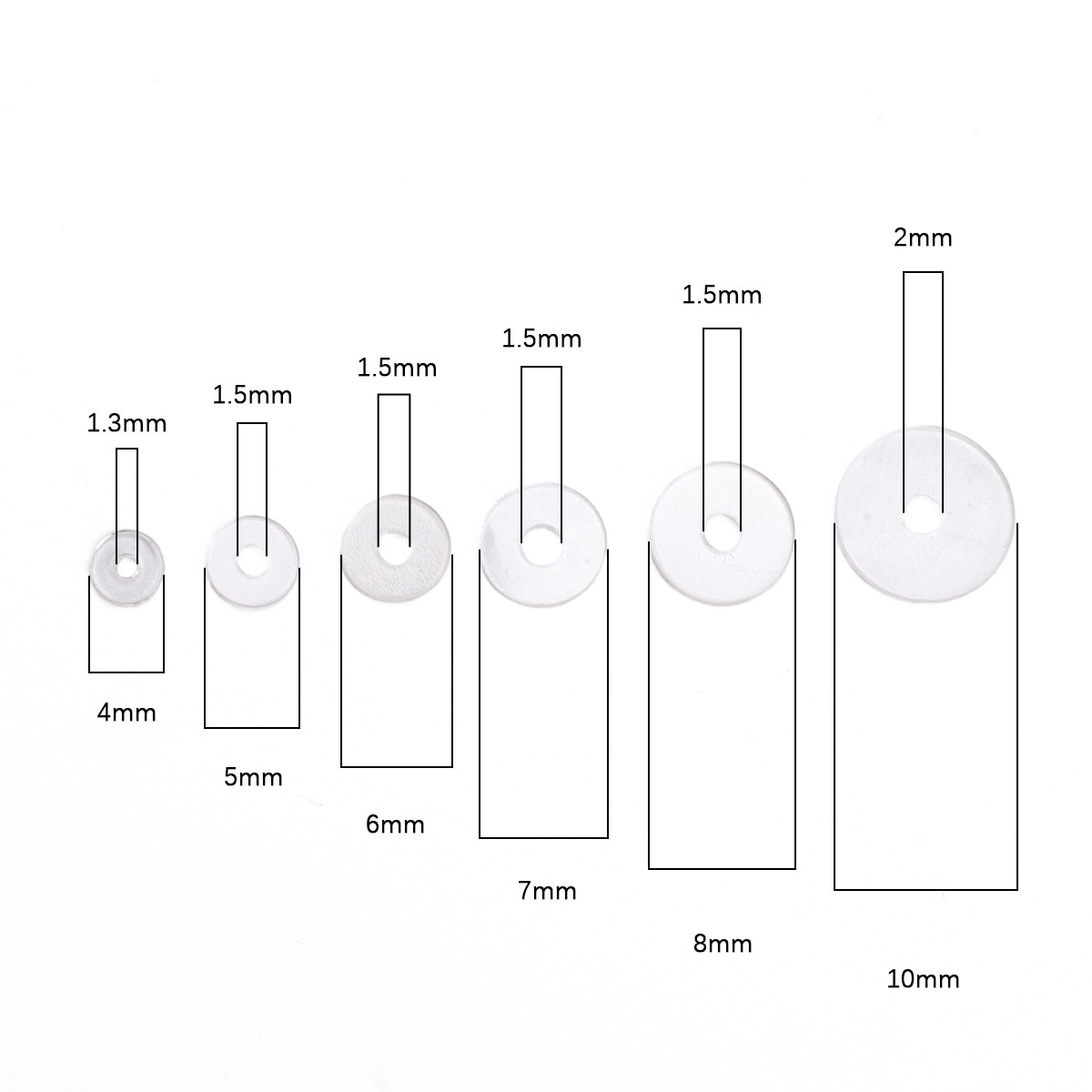Simple round transparent PP spacer gasket, transparent plastic washer, diy handcrafted bracelet, crystal bracelet spacer pic 4