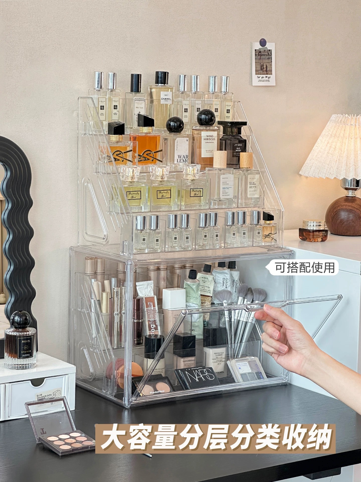 Stepped perfume display stand, desktop cosmetics storage box, skin care product rack, acrylic multi-layer lipstick rack pic 6