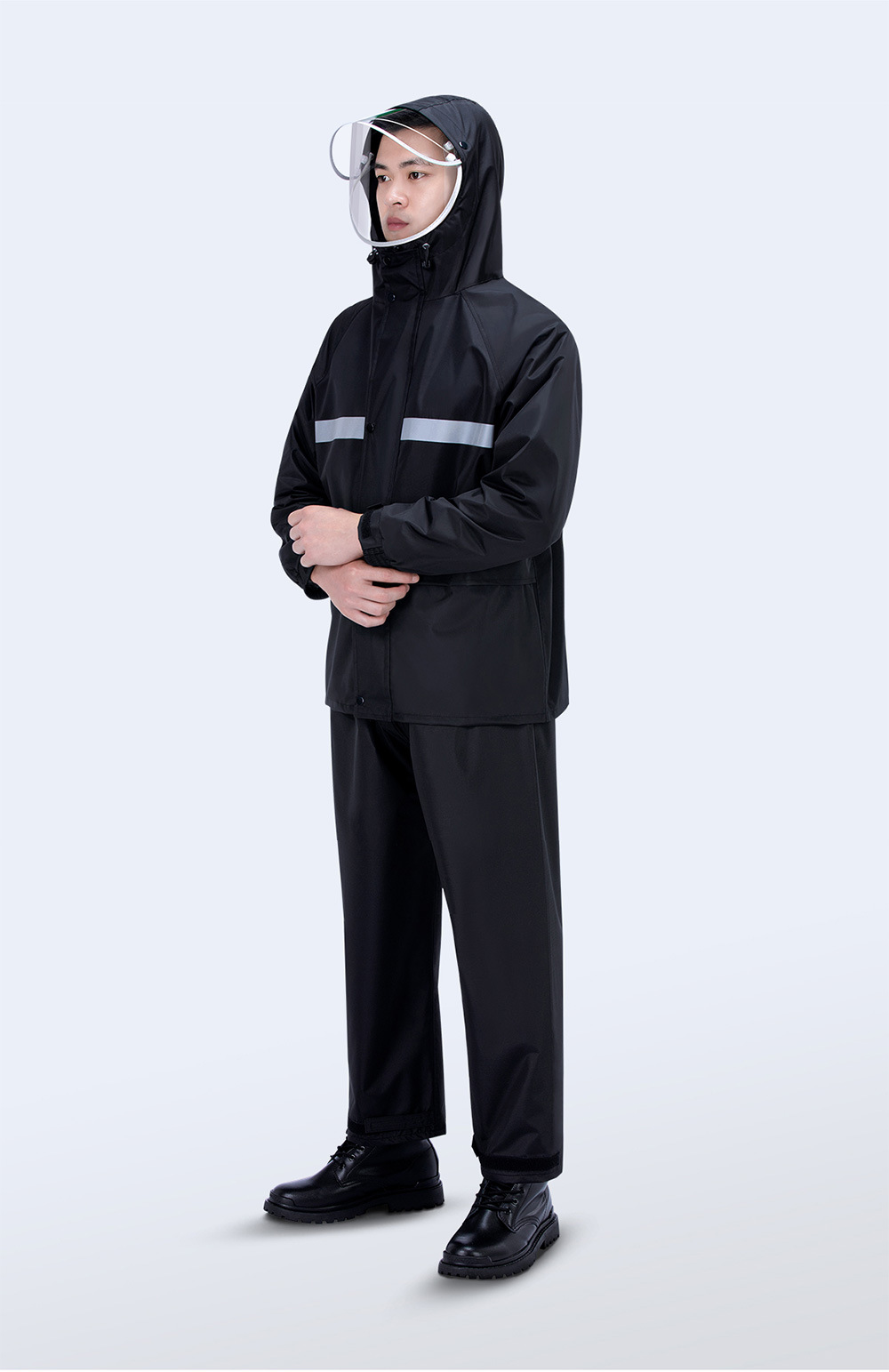 Oxford fabric raincoat and rain pants set, outdoor cycling adult split, takeout reflective electric bike, Chunya textile raincoat pic 15