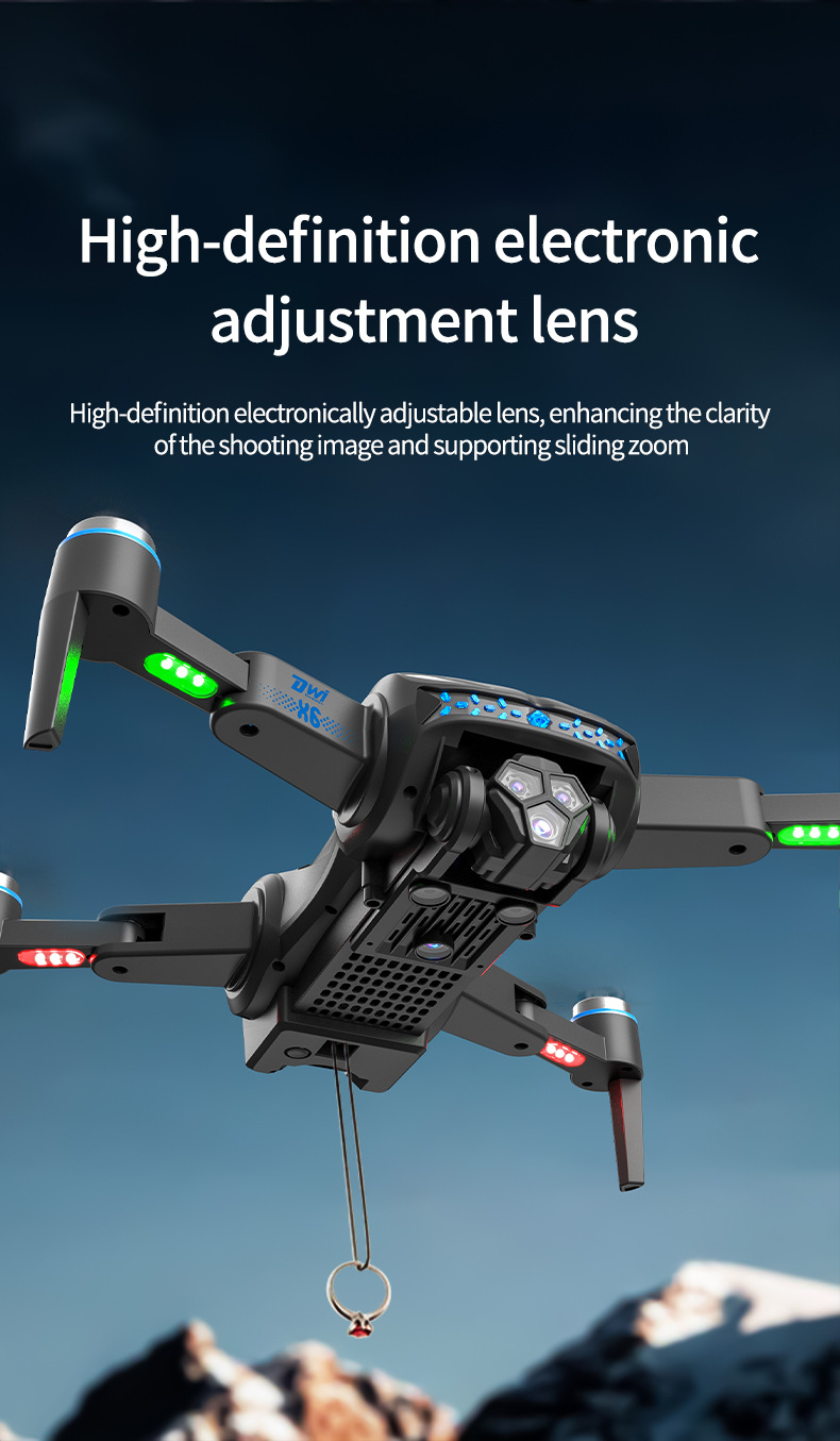 The cross-border X6 drone is equipped with a screen, brushless obstacle avoidance remote control aircraft, and a one-click airdrop aerial photography quadcopter pic 15
