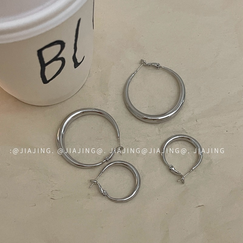 冷淡风素圈耳环复古圆圈耳饰925银针小众高级感气质轻奢风简约女~详情10