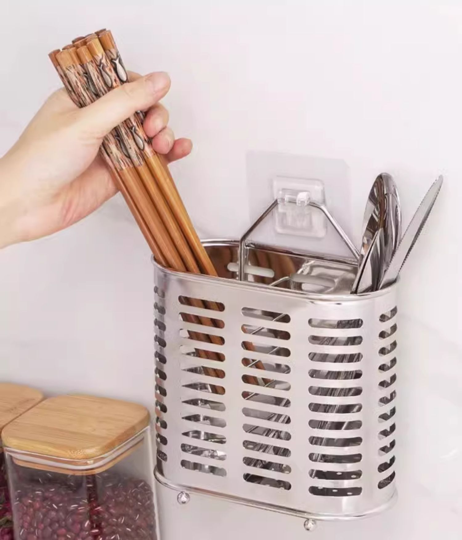 304 stainless steel chopstick holder wall-mounted kitchen chopstick storage box, chopstick cage, high-end new household chopsticks qxq pic 11