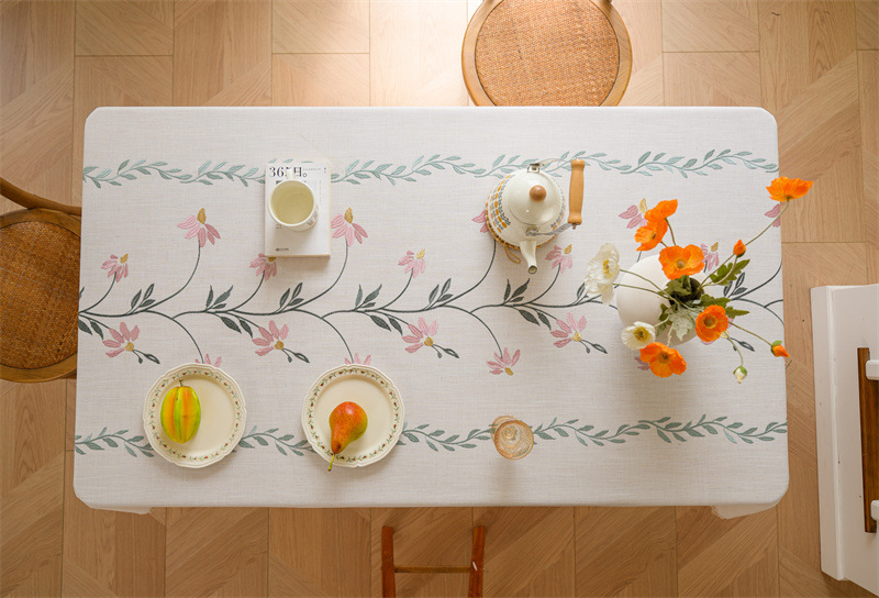 Amazon cross-border embroidered checkered flower tassel tablecloths, rectangular coffee tables, tablecloths and table coverings manufacturer embroidery pic 20